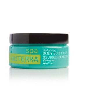 Doterra Spa Replenishing Body Butter in teal with black lid